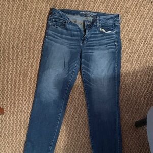 American Eagle Outfitters Dark Blue Stretch Skinny Jeans - Women's